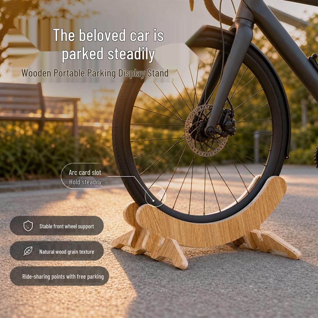 Indoor Wooden Bicycle Rack: Mountain & Road Bike Kickstand Support for Storage & Repair.