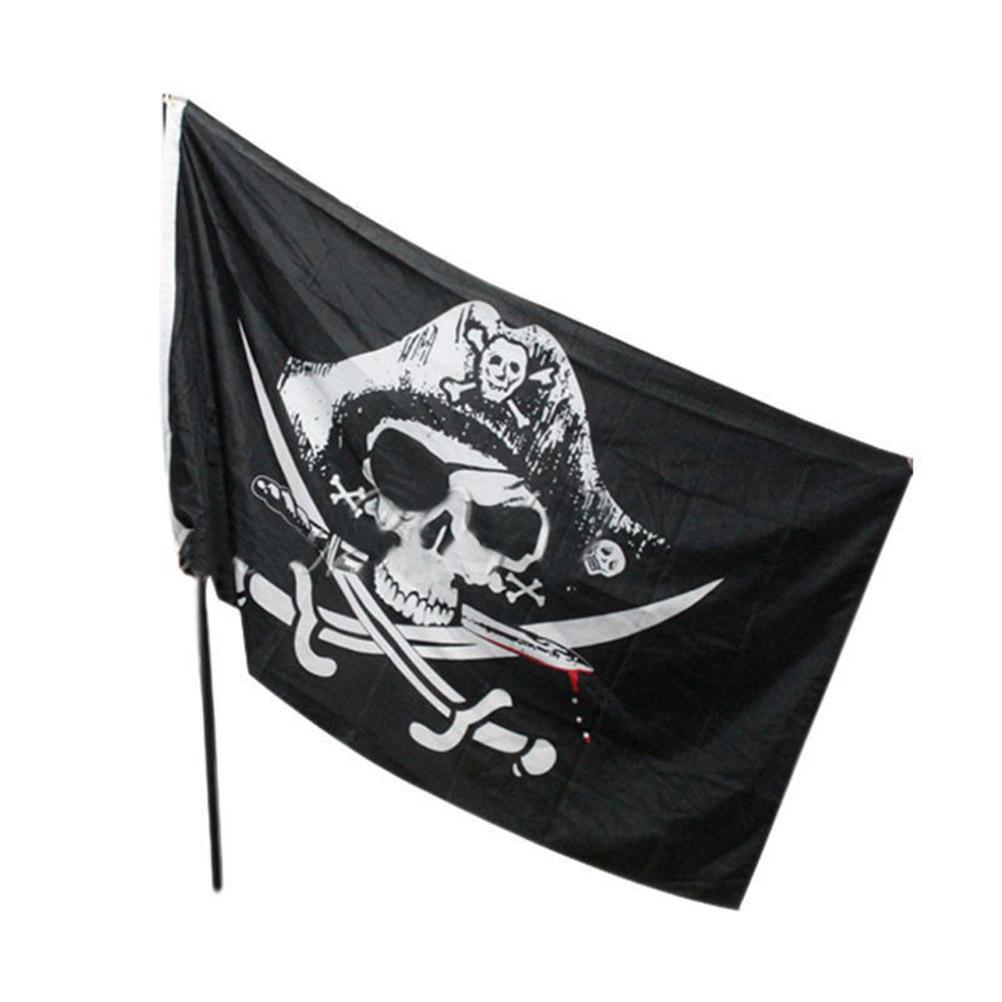 Halloween Jolly Roger Banner Skeleton Pirate Flags Bunting for Halloween Party Pirate Party