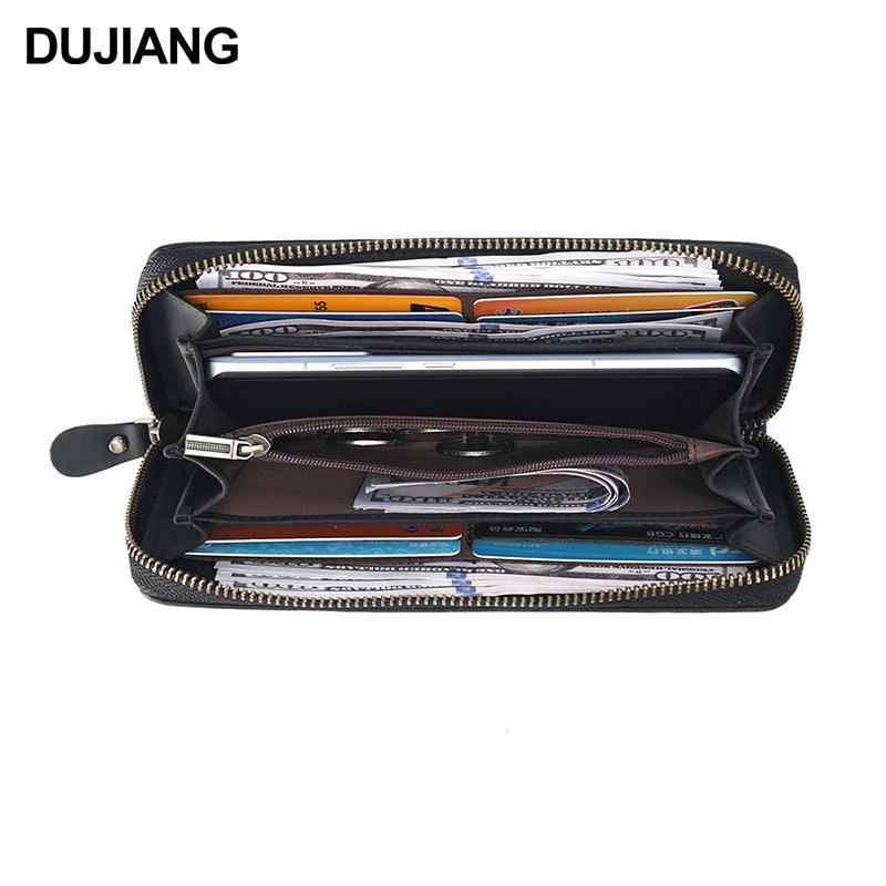 Men's Genuine Leather Long Wallet with Multi-Card Slots and Coin Purse, National Style, Large Capacity Clutch