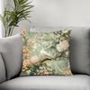 Vintage Chinoiserie Bird Floral Pillow Cover Sage Green Peony Cushion Case Oriental Home Decor Gift