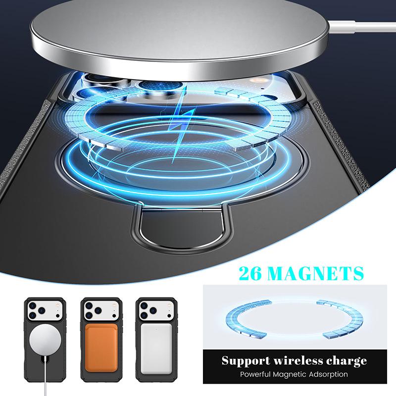 IPhone 17 Pro Max Magnetische Military-Grade Ständerhülle, Stoßfeste Schutzhülle, Kompatibel mit 16 & 15