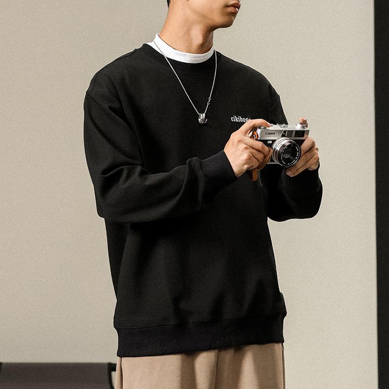 Осенний японский ретро свитер с круглым вырезом мужской свободный большой — фото 5