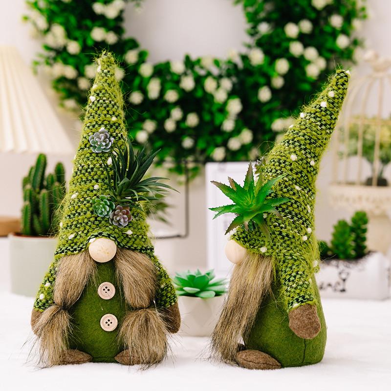 Adorable Knitted Succulent Faceless Doll Figurine Creative Green Plant Decoration