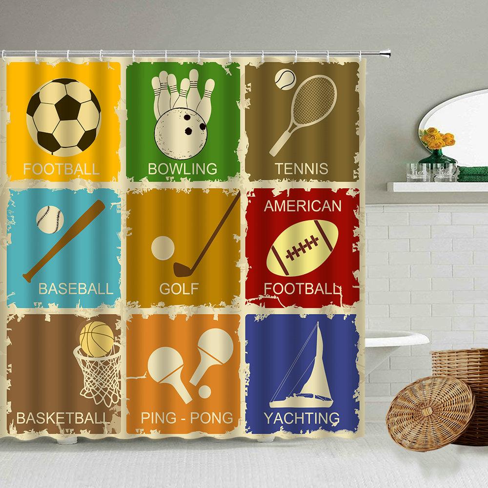 💰Kaufe Retro sports theme shower curtain creative poster design home