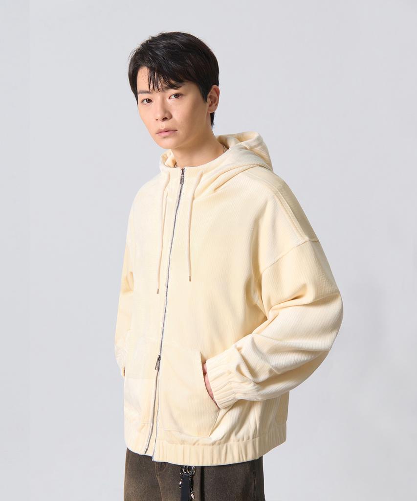 Dimitri Black 2Way Essential Corduroy Zip-Up Hoodie_Oatmeal