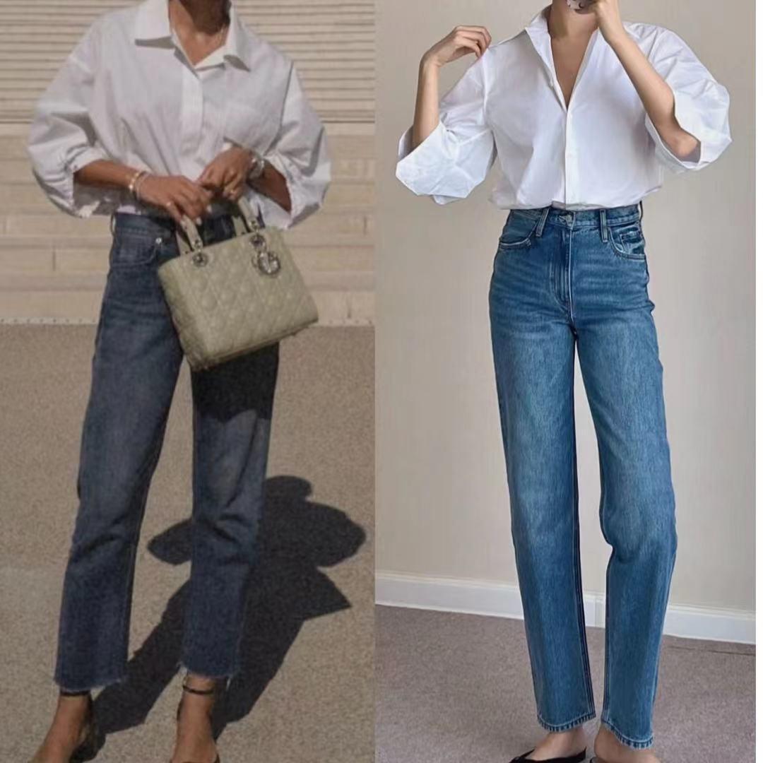 

Женские прямые джинсы с высокой талией в стиле ретро: Новые облегающие модели на весну и осень, универсальные и слегка эластичные брюки-сигареты Nine-Point 2XL