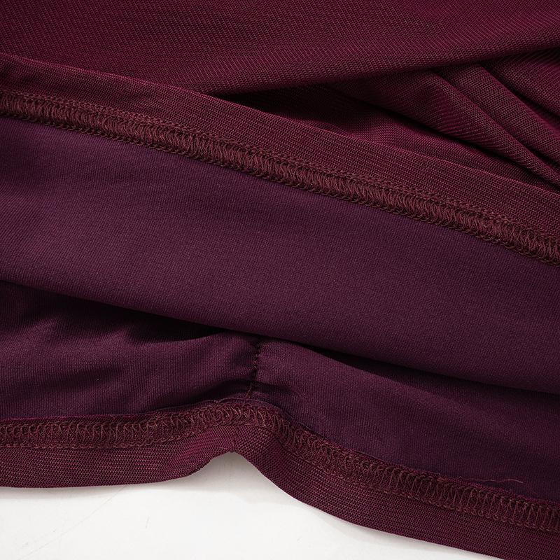 GMXIA Damska Jesienna Koszulka Top z Siateczki w Jednolitym Kolorze, Seksowna Plisowana z Długim Rękawem