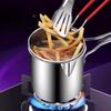 1200ml Small Stainless Steel Deep Fryer Pot with Long Handle & Strainer Basket Oil Saving for Induction Cooker Gas Stove Home