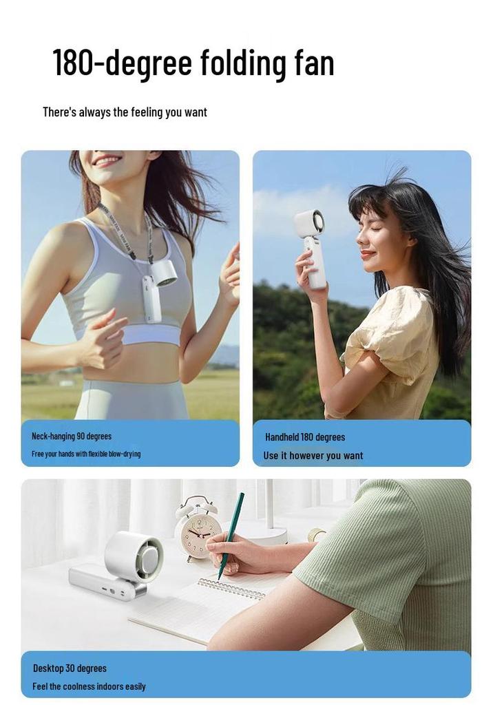 Turbo High-Speed Handheld Fan: Portable USB Rechargeable, 100-Speed Digital Display for Outdoor Cooling