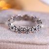 Wish Ancient Silver Smear Flower Ring Simple Personality Niche Elegant Ring