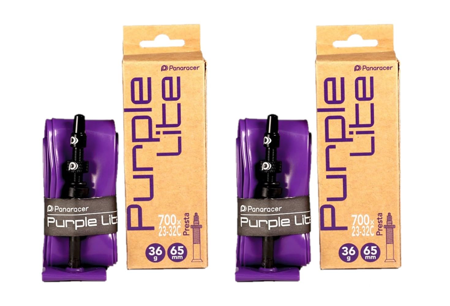 

Panaracer Purple Light TPU Tubes (Set of 2) 700 x 23-32C, Presta Valve 65mm, Box Included.