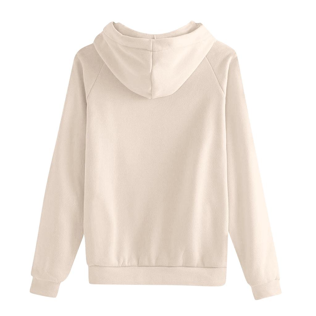 Women's Fashionable Casual Solid-color Long-sleeved Pullover Hooded Jacket