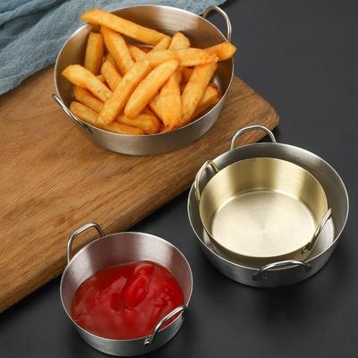304 Stainless Steel Two-Ear Snack Dish Round Dual Handle Bowl New Sauce Dipping Bowl  Kitchen Use