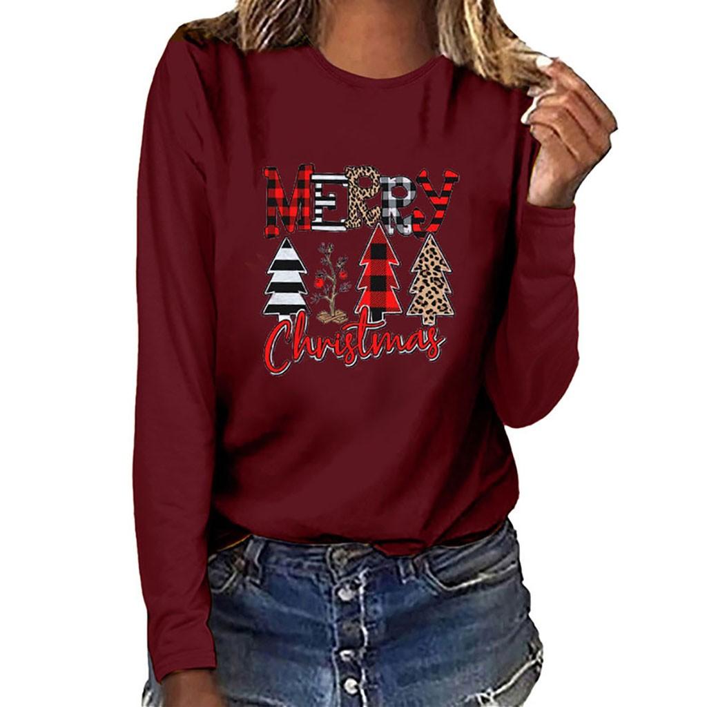 MERRY CHRISTMAS Women Casual Long Sleeve  Sweatshirt Pullover Blouse