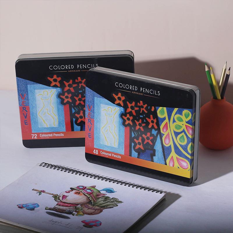 12/48/72 Colored Oil-Based & Water-Soluble Pencils/Markers Set for Drawing & Painting