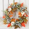 Artificial Pumpkin and Leaf Wreath 40/45cm Fall Harvest Decorative Door Wreath with Faux Berries and Foliage for Seasonal Home Decor