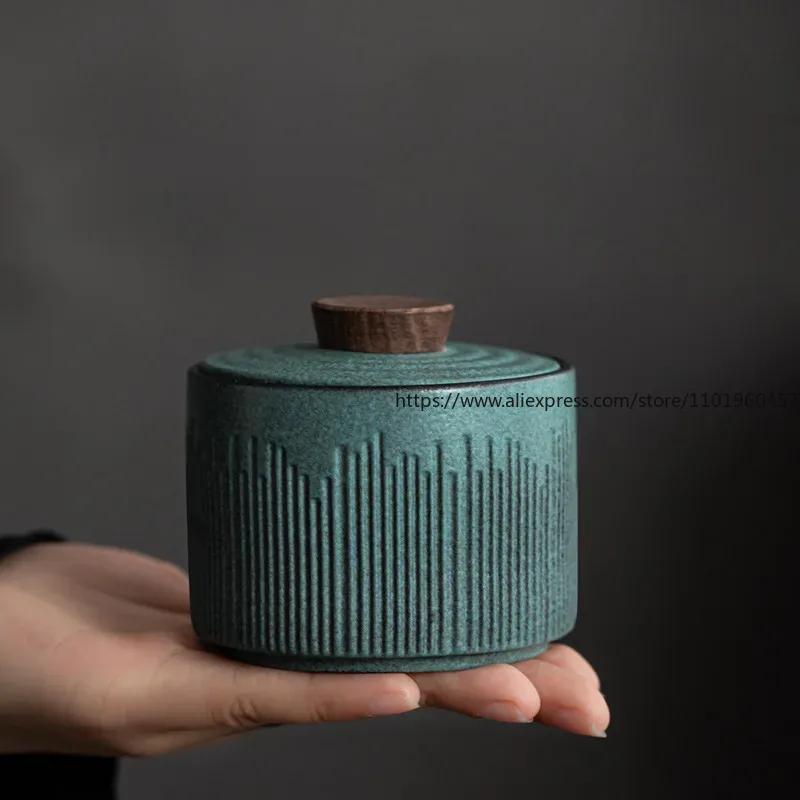 Small Sealed Jar Tea Caddy Ceramic Jar Tea Box Portable Tea Can Container Organizer Candy Jars Decorative Storage Tank