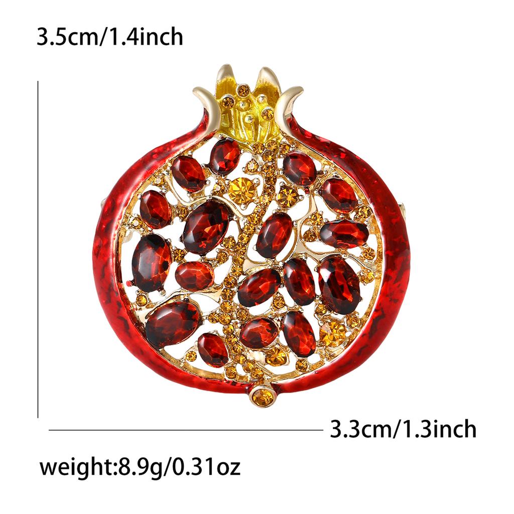 Stilvolle Strass-Granatapfel-Broschen für Damen Unisex Obstpflanzen-Anstecker Event Party Neue Geschenke Schmuck Dekoration Zubehör