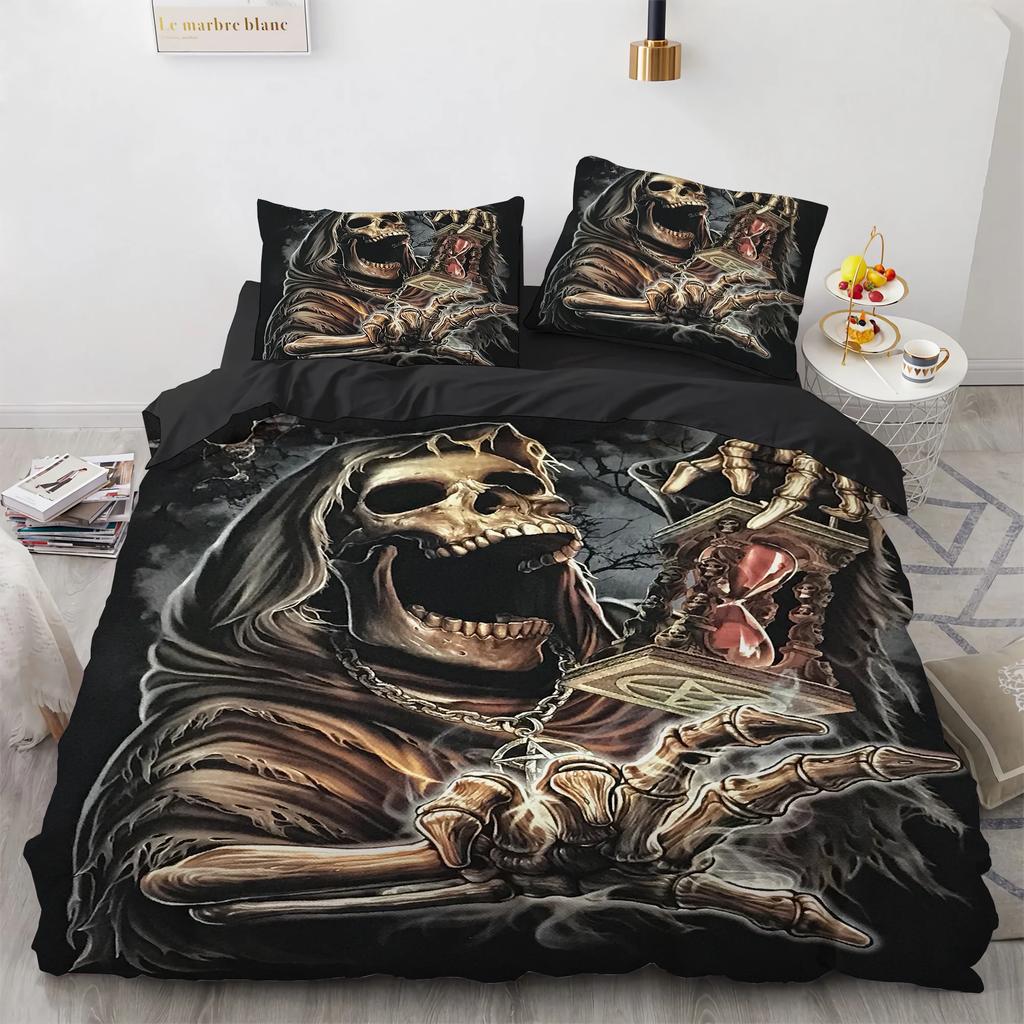 Comforter Black Hat Skull Bedding Set Queen Size Halloween S Modern Style Bedroom Bedding Set Comforter Pillow Shams