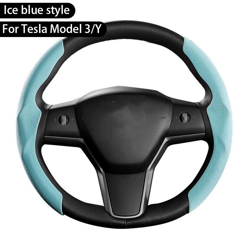For Tesla Model Y Juniper 2025+ Steering Wheel Cover All Season Universal Deer Suede Sports Steering Wheel Cover