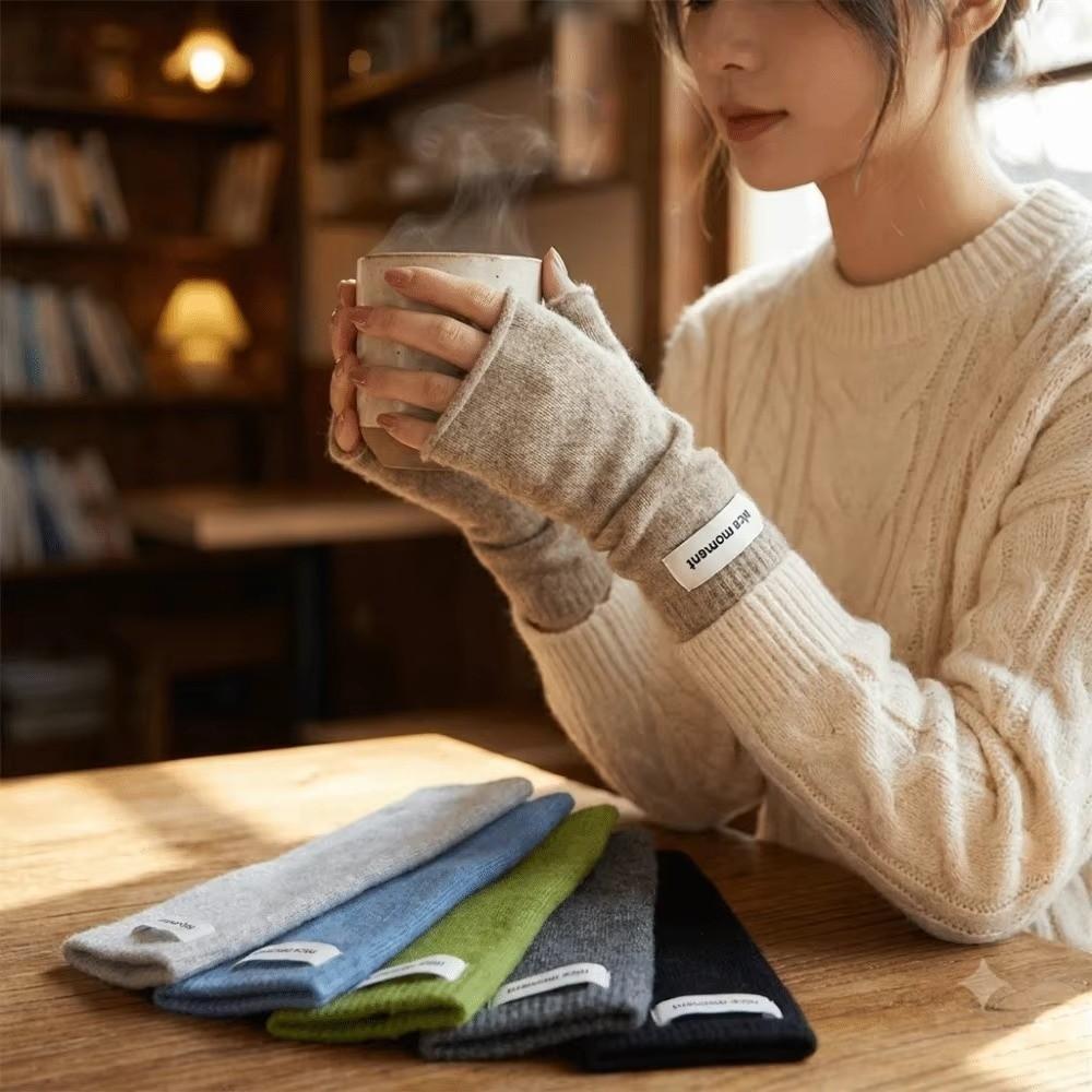 Faux Cashmere Fingerless Gloves Knit Texture Half-Finger Gloves Knit Gloves Writing Use