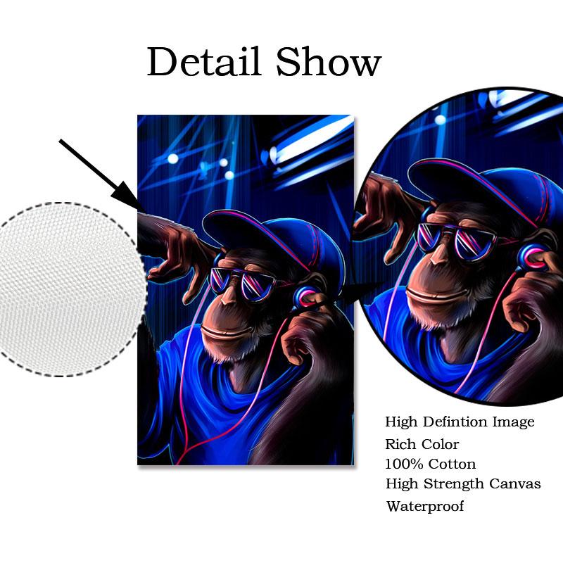 Modern Pop Art DJ Monkey Orangutan Canvas Painting Home Decoration Wall Art Poster and Print Wall Picture for Living Room Decor