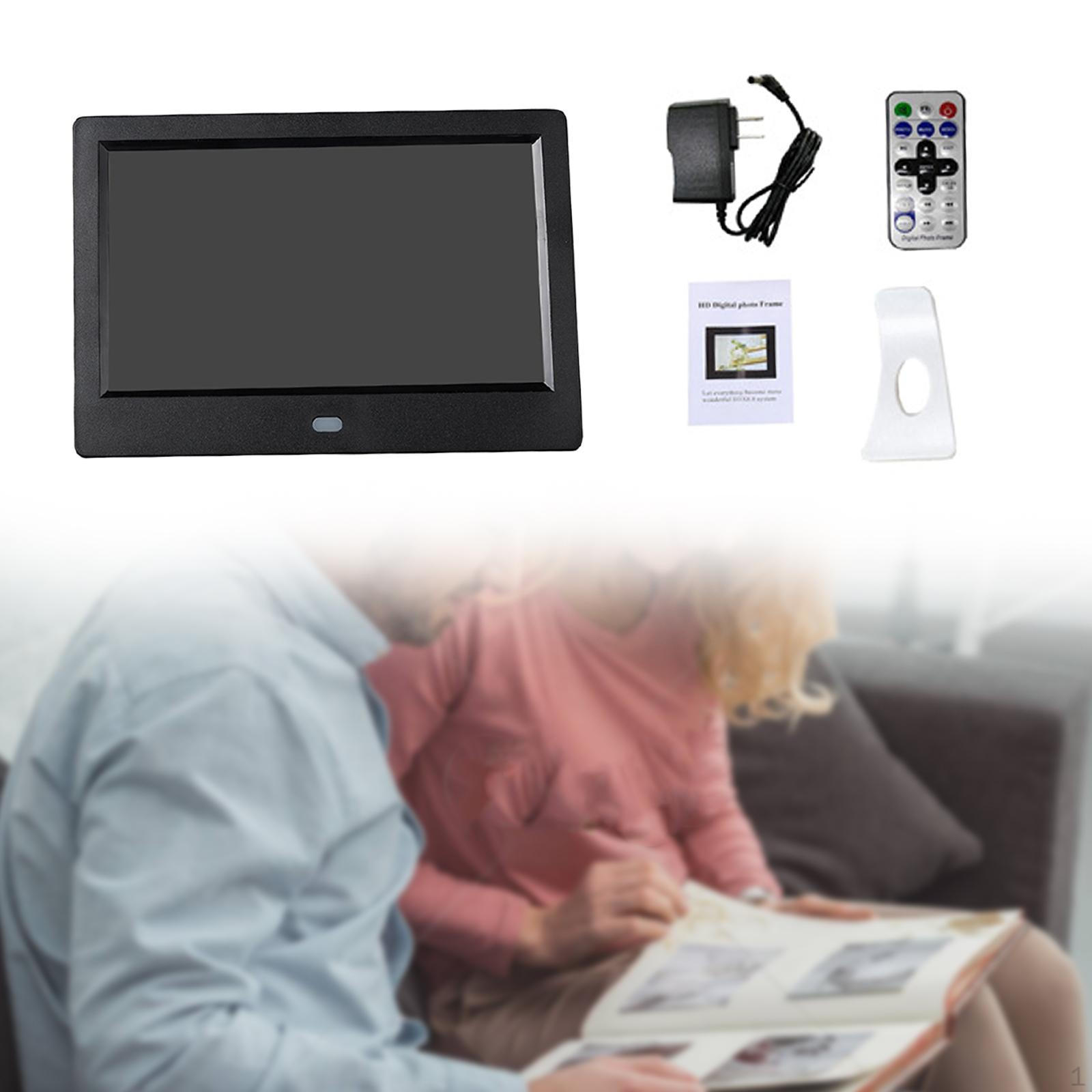 

7-дюймова цифрова фоторамка Музика та календар Домашня прикраса Відеоплеєр чорний