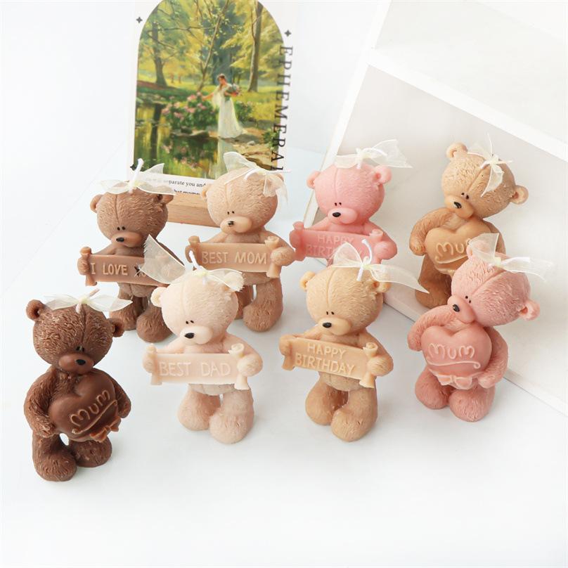 3D Love Heart Teddy Bear Silicone Mold DIY Animal Gypsum Epoxy Resin Handmade Soap Animal Mould Holiday Party Gifts Home Decor