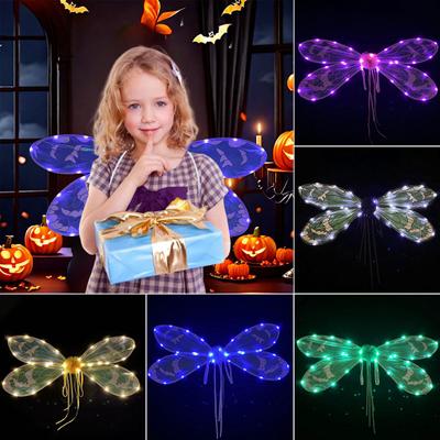 Fairy Wings Women Glowing Dragonfly Wing Costume Lightweight Breathable Dress-Up Accessories for Parties Cosplay Perform