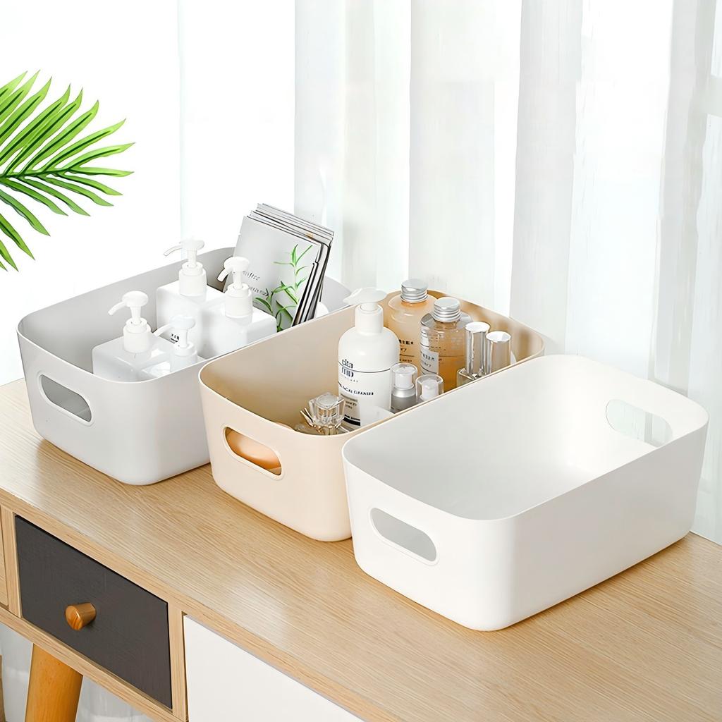 Plastic Desktop Organizer, Portable Rectangular Storage Basket for Kitchen, Bedroom, Bathroom, Dormitory and Office Use