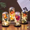 LED Clear Dome Pumpkin Night Light Halloween Light-up Pumpkin In Cloche with Artificial Flower for Home Kitchen Mantel Party Decor