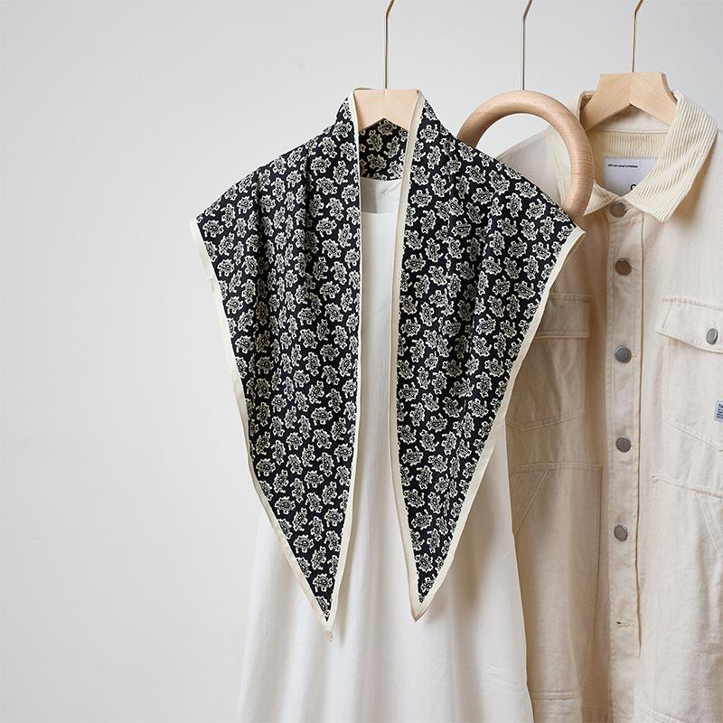 Summer Atmosphere Wearing Headscarf Twill Silk Simulation Silk Cool Diagonal Scarf Cashew Print Women's Triangle Silk Scarf