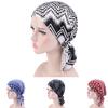 Klassisches bedrucktes faltbares Kopftuch Mütze Baumwollmischung Rüschenrand Dehnbar Schlafbeanie Haar Accessoires