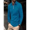 Polo de Otoño con Cremallera para Hombre de Color Sólido de Manga Larga Polos Casuales Deportivos Camisetas para Hombre
