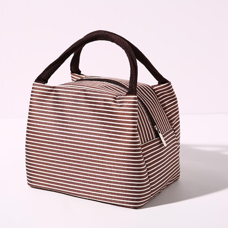 Hot Sale Stripe Women's Kids Lunch Bag Water-Resistant Insulated Picnic Food Storage Container Thermal Handbag Cooler Bag Practical Use