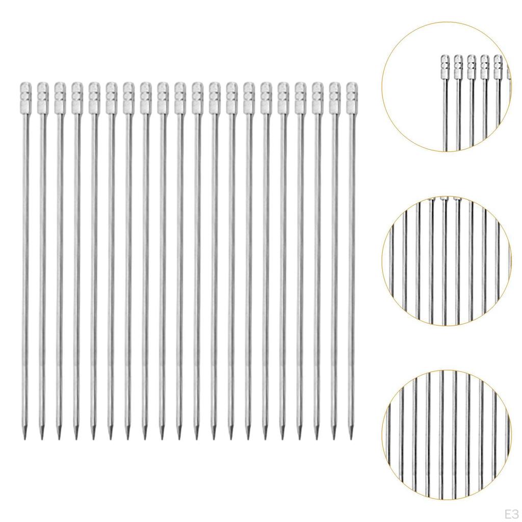 20 Pieces Cocktail Picks Fruit Skewers Creative Stainless Steel Sticks for Dessert