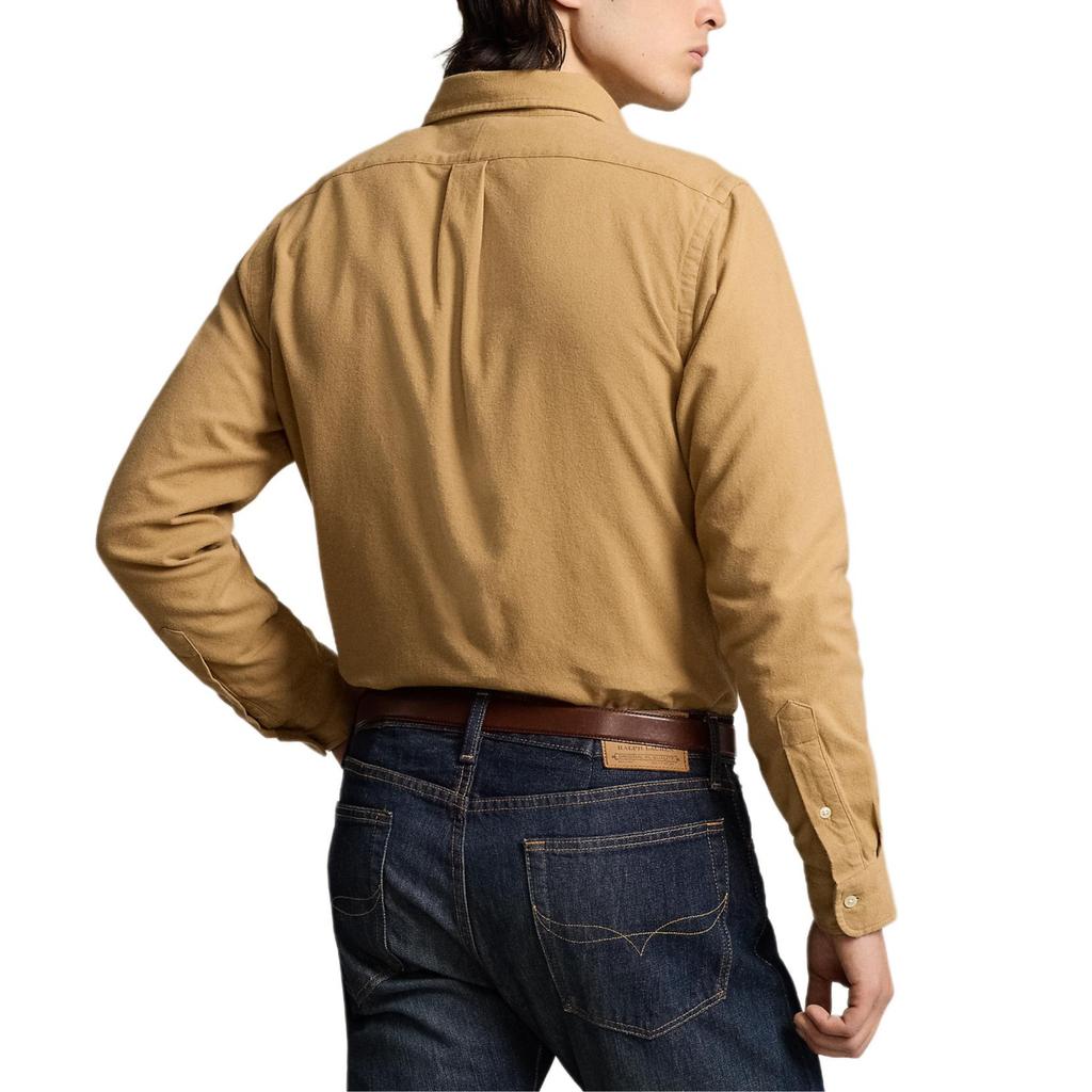 Polo Ralph Lauren Solid Color Polo Collar Single-Breasted Long Sleeve Shirt With Embroidered Pony Men Shirts Camel MNPOWOV16823884-260