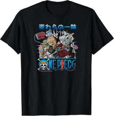 One Piece Anime Retro Strohhutbande Besetzung Collage T-Shirt