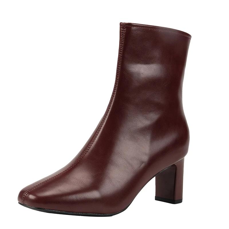 

Модные женские лаковые кожаные короткие ботинки 2025 Зима Британская мода Элегантные женские плюшевые удобные ботинки Уличная обувь для ходьбы Повседневная обувь 42 вино красного