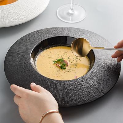 Nordischer Stil Strohhut Schüssel Westliches Essen Pastateller Suppe Fliegende Untertasse Teller High-End Restaurant Keramikgeschirr Kreativer Dessertteller