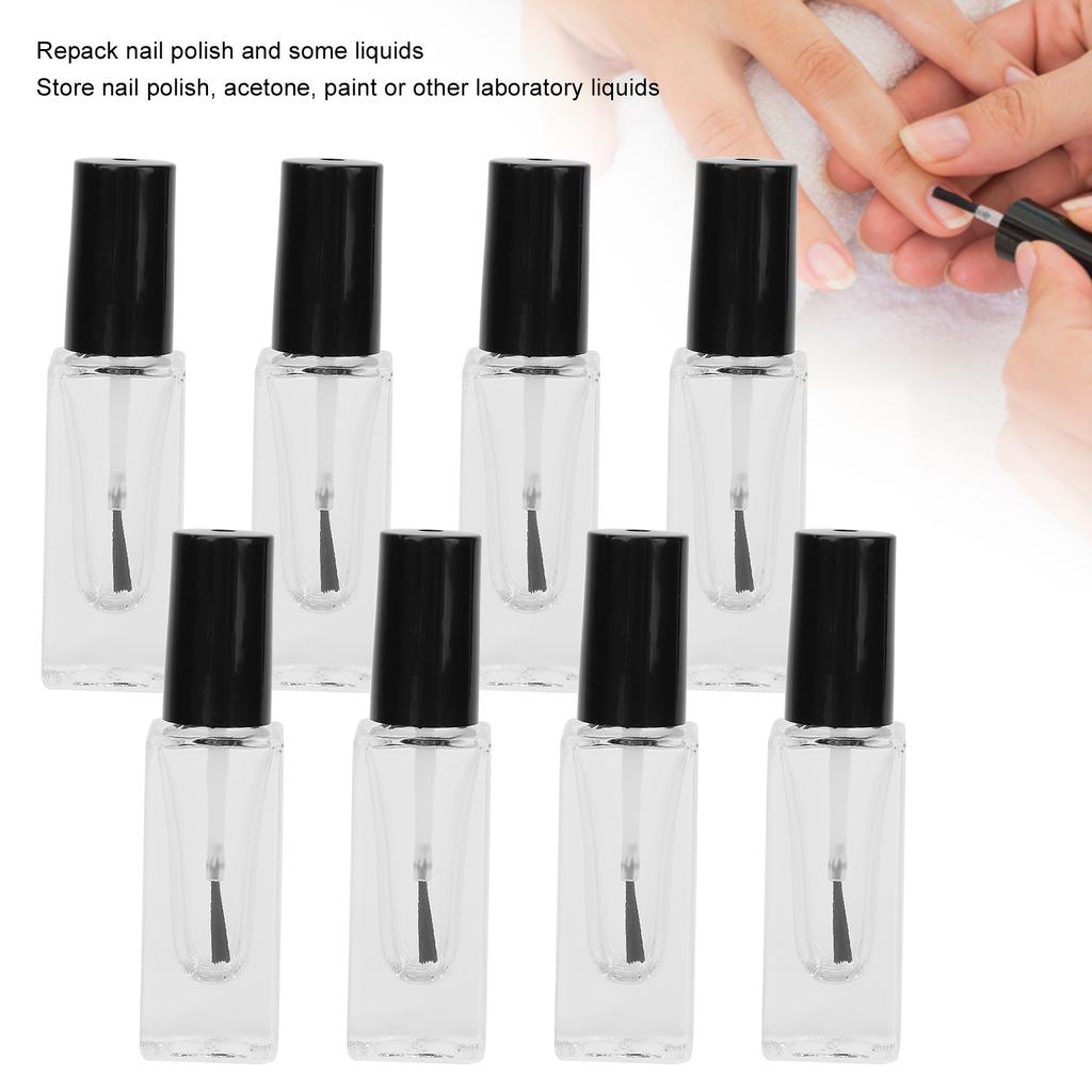 8 Stück Nachfüllbare Nagellackflaschen Transparentes Glas Nagellack Rechteckige Flaschen 7ml