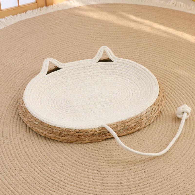 Cat‑Ear Woven Cotton Rope Cat Bed Summer Cooling Mat With Toy Wear‑resistant Sleeping Nest For Cats