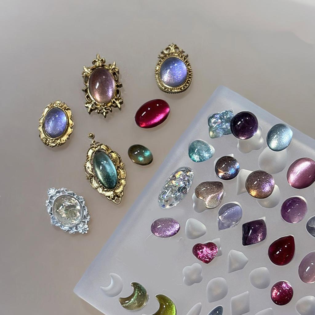 Smooth Surfaces Silicone Gems Molds Crafting Moulds Suitable for Effortless Nail Art Projects and Additional Crafts