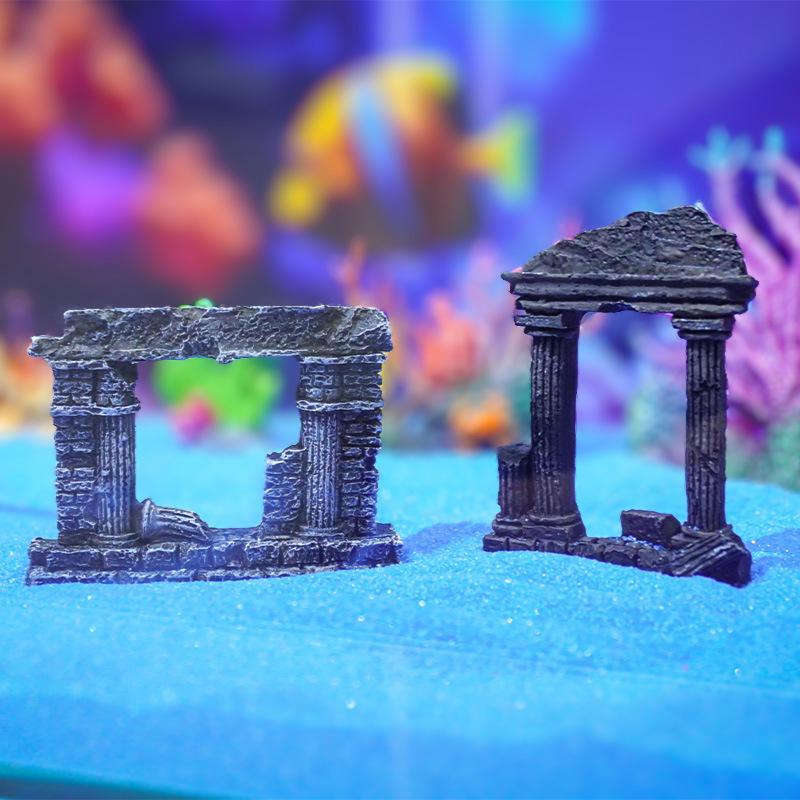 Römische Säule, Dekoration für Aquarien aus Kunstharz: Doppelsäulen-Mooslandschaft