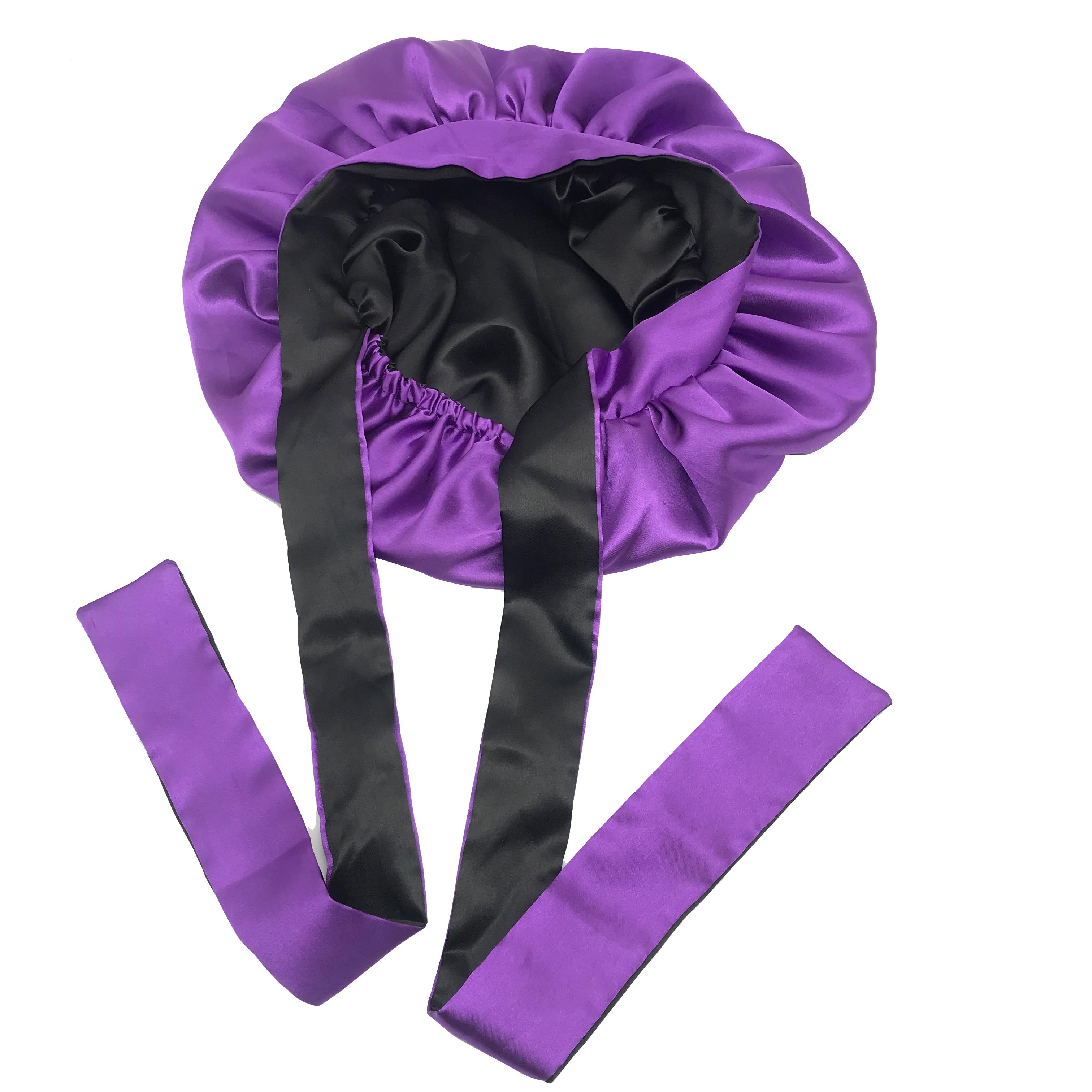 Ready to Ship Reversible Satin Bonnets Adjustable Silk Hair Bonnets with Ties Wholesale