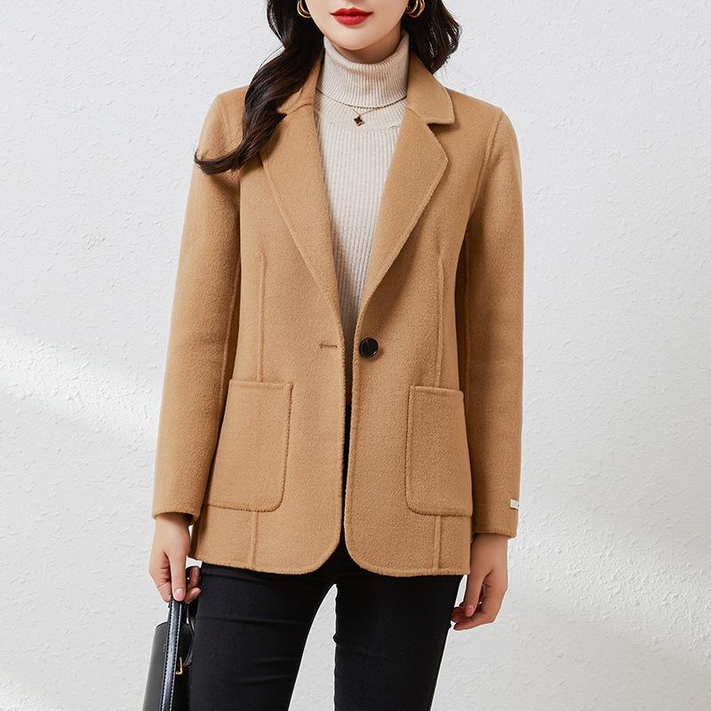 Autumn New Double-sided Wool Short Small Suit Coat Slim-fitting High-end Small Woolen Coat Women