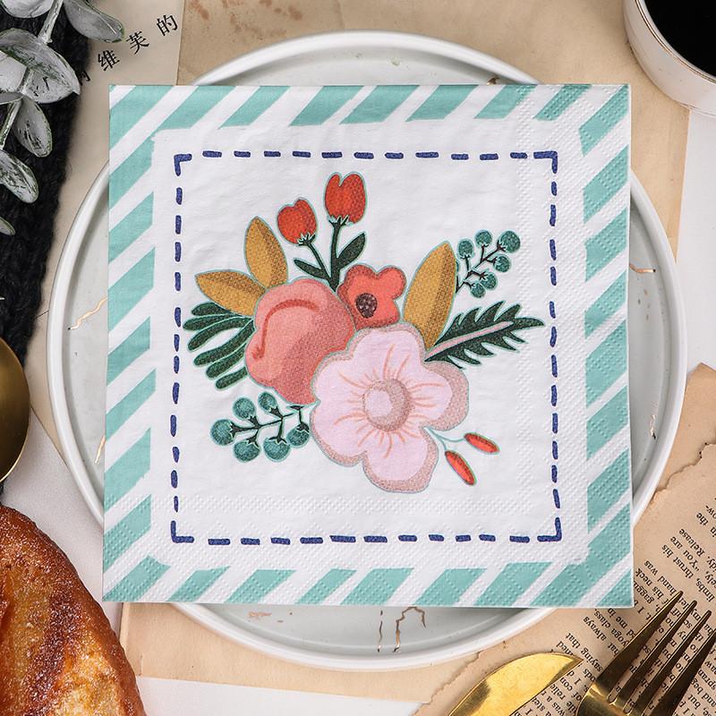 20Pcs/pack 33x33cm Plant Flower Printed Paper Tableware Disposable Napkin Tissues Home Wedding Party Decoration