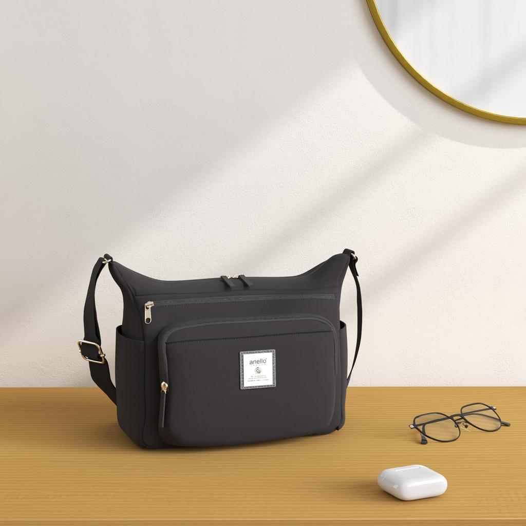 Anello Grande Cinnamon Shoulder Bag, A4 Size, Multi-Storage, Black (GTM0334Z)