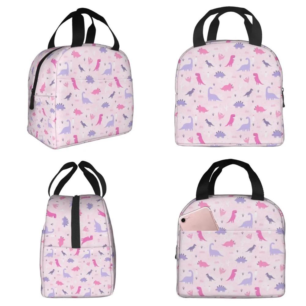 Cartoon Cute Dinosaur Pattern Insulated Lunch Bag for Women Office Cooler Thermal Food Box Tote Portable Lunch Boxes Container