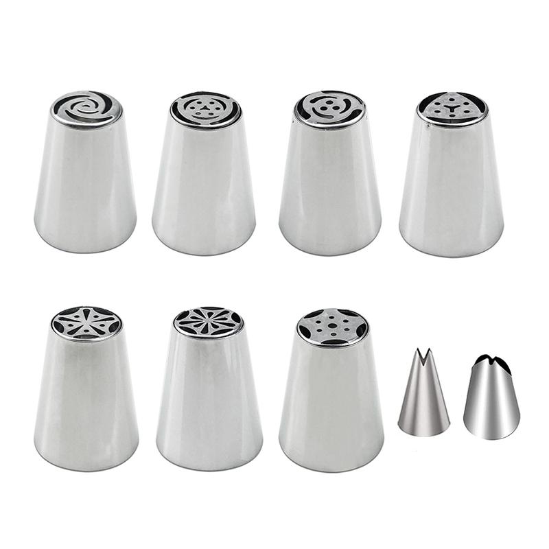 Large Pastry Tips Set Russian Baking Nozzles Cookie Decorating Tools with Rose Head And Mouth for Cake Decoration